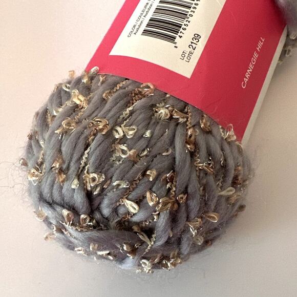 Isaac Mizrahi Carnegie Hill Craft Yarn AUDUBON Gray Gold Metallic Brushed - Picture 9 of 9